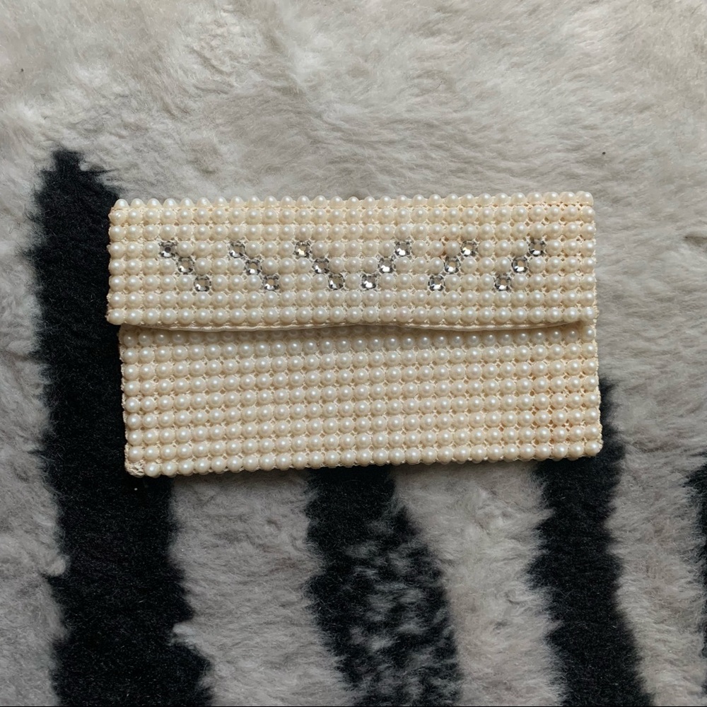 Small Vintage Pearl & Rhinestone Clutch